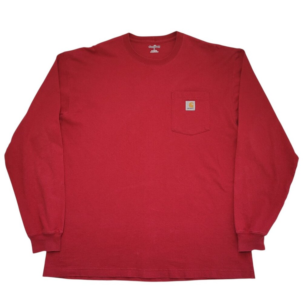 Carhartt Mens Loose Fit Long Sleeve Pocket Tee T Shirt Large Red Workwear
